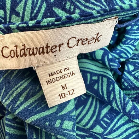 EUC Coldwater Creek Women’s Blue Print Design  Sleeveless Top Blouse - Size M - Picture 4 of 5